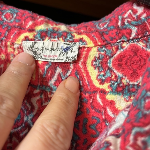 Free People Button Down Top Oversized Small - Picture 3 of 5